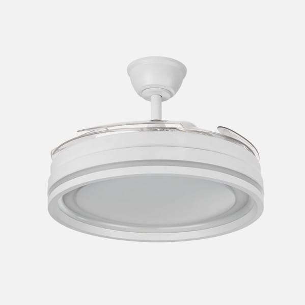 Ventilador Dc Cerrato Blanco 59w 4aspas Desplegables 107d 6980lm 6vel 3000k,4000k,6000k, Remoto+reg.intens.+temporizador+memoria