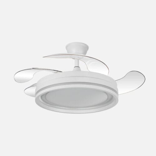 Ventilador Dc Cerrato Blanco 59w 4aspas Desplegables 107d 6980lm 6vel 3000k,4000k,6000k, Remoto+reg.intens.+temporizador+memoria