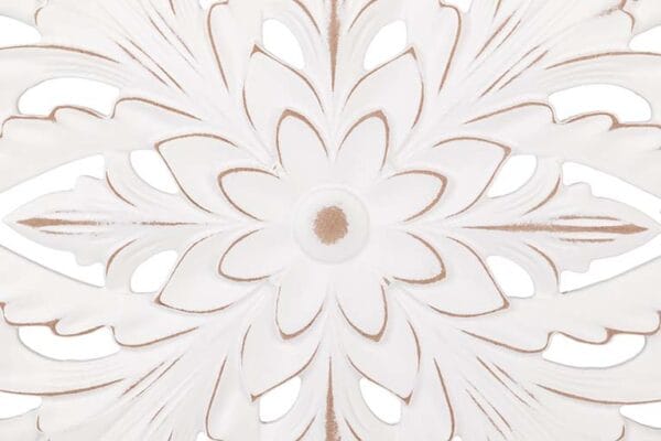 249085-4 Adorno de Mesa Mandala en Madera Calada Blanca | 40x48 cm