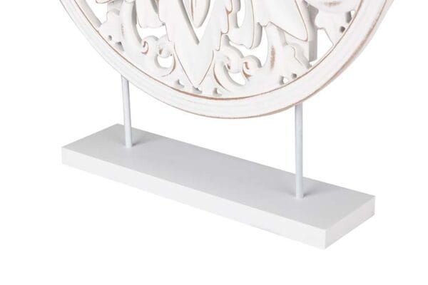 249085-5 Adorno de Mesa Mandala en Madera Calada Blanca | 40x48 cm