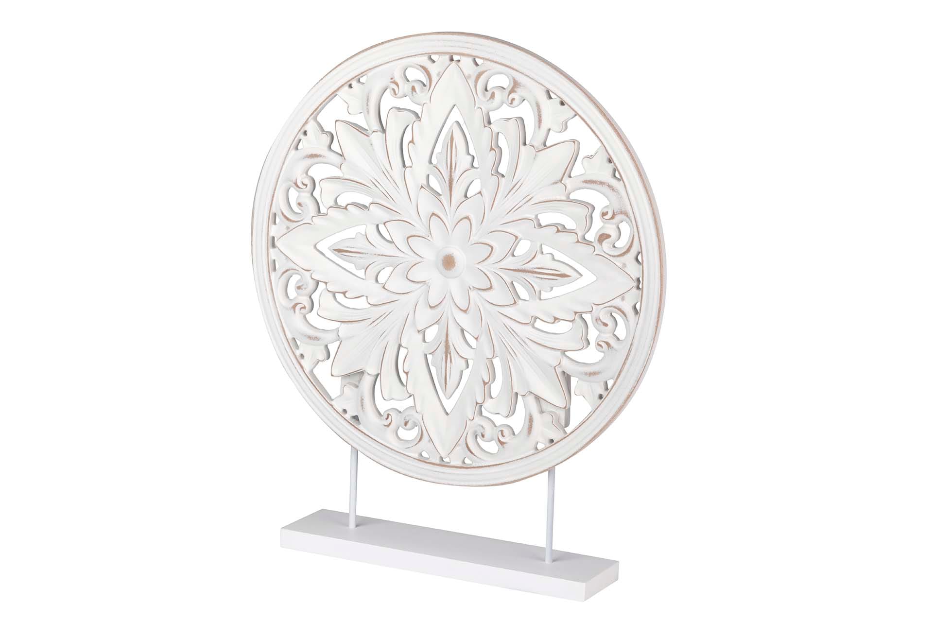 Adorno de Mesa Mandala en Madera Calada Blanca | 40×48 cm