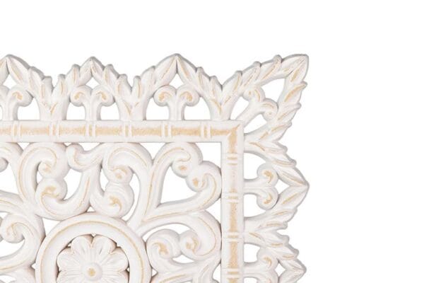 249088-3 Panel Decorativo Rectangular en Madera Calada Blanca | 40x48 cm