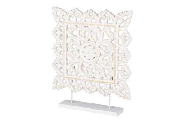 249088 Panel Decorativo Rectangular en Madera Calada Blanca | 40x48 cm