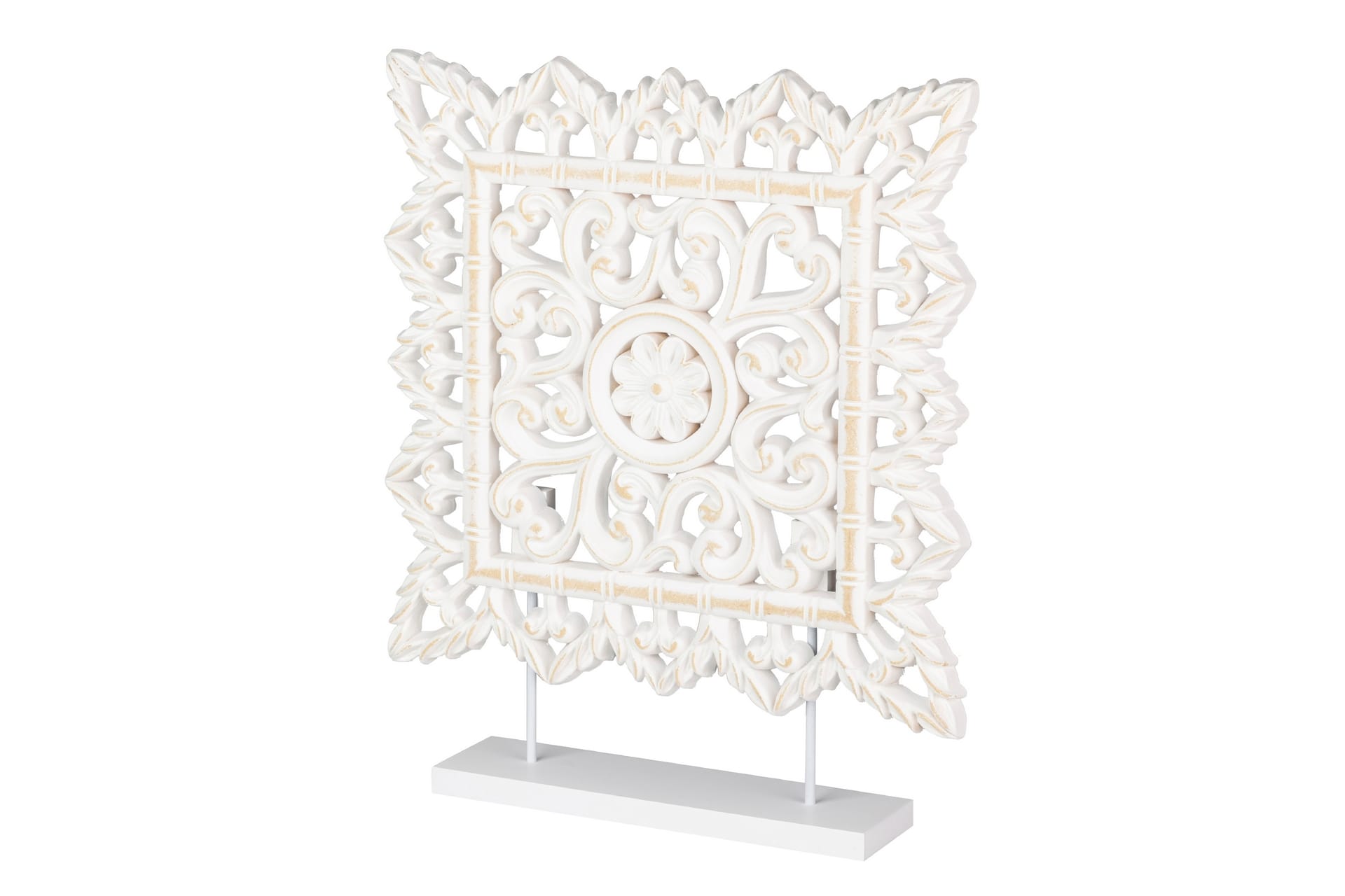Panel Decorativo Rectangular en Madera Calada Blanca | 40×48 cm