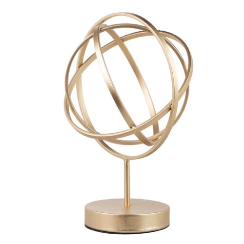 Figura Esfera Orbital de Metal Dorado | 24x38 cm
