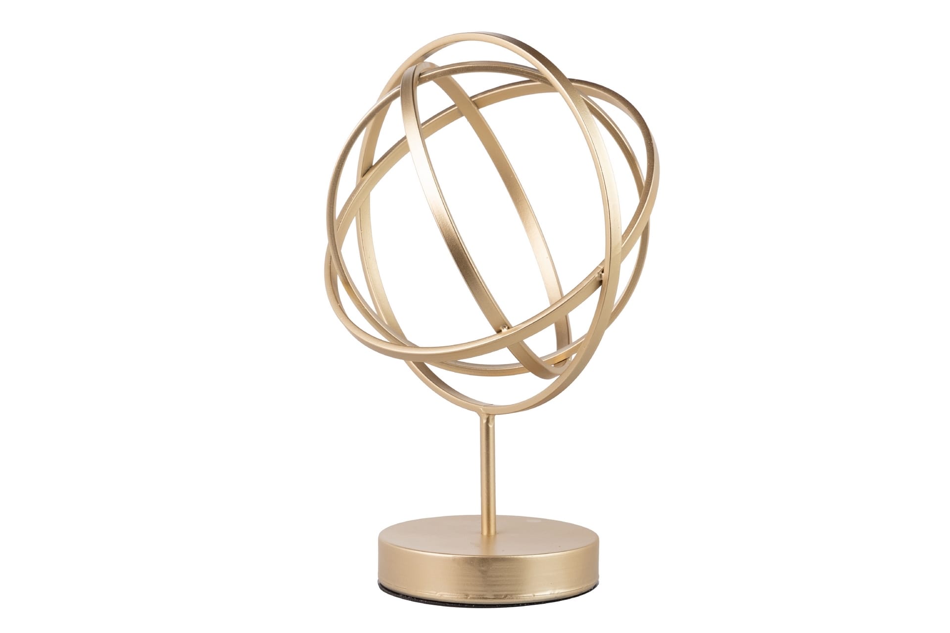 Figura Esfera Orbital de Metal Dorado | 24×38 cm