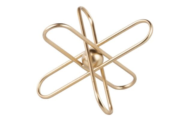 331018 Figura Geométrica Nudo en Metal Dorado | 19x16 cm