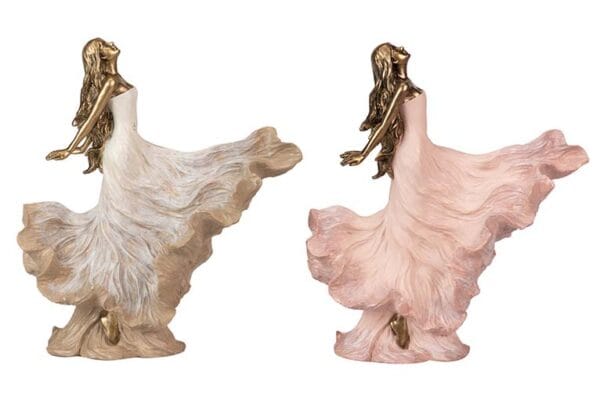 483014-2 Figura de Bailarina de Resina en Pose de Baile | 25 cm