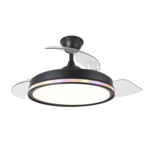 Ventilador Dc 59+7w Cacique Negro 3asp 107d 6980lm 3000-4500-6500k+rgb Remo+r.int+memo+temp