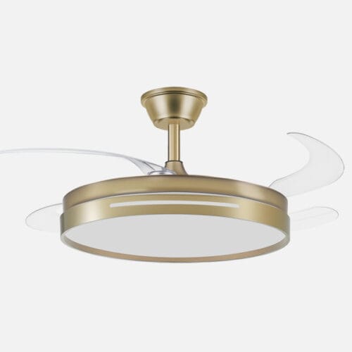 Ventilador Dc 59w Micenas Cuero 4asp.transp.106d  6vel 6980lm 3col Remoto,reg.intensidad,memoria Y Temporizador 26