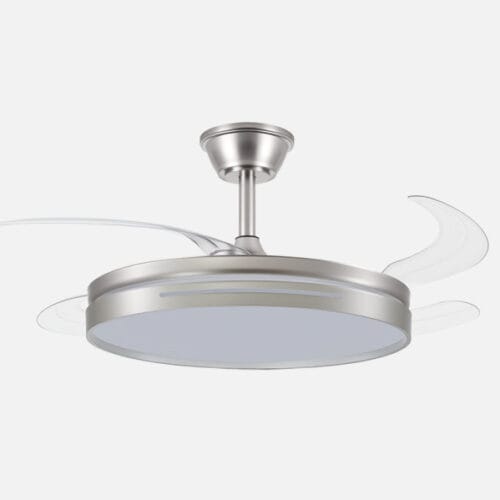 Ventilador Dc 59w Micenas Niquel 4asp.transp.106d 6velocidades 6980lm 3colores Remoto,reg.intensidad,memoria Y Temporizador 26