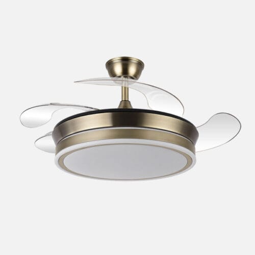 Ventilador Dc Bayomo Cuero 59w 6980lm 91d 4asp.desplegables 3000-4000-6000k Remoto, Regulable Intensidad, Temporizador, Memoria