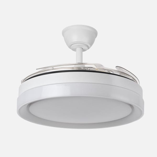 Ventilador Dc Zenit Blanco 59w 4aspas desplegables 107d 6980lm 6vel 3000k,4000k,6000k Remoto+reg.intens.+temporizador+memoria