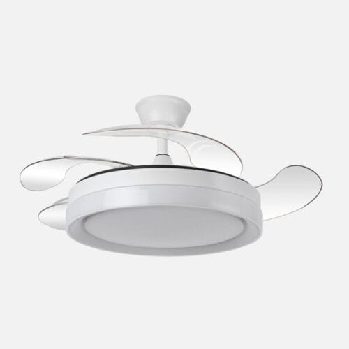 Ventilador Dc Zenit Blanco 59w 4aspas desplegables 107d 6980lm 6vel 3000k,4000k,6000k Remoto+reg.intens.+temporizador+memoria