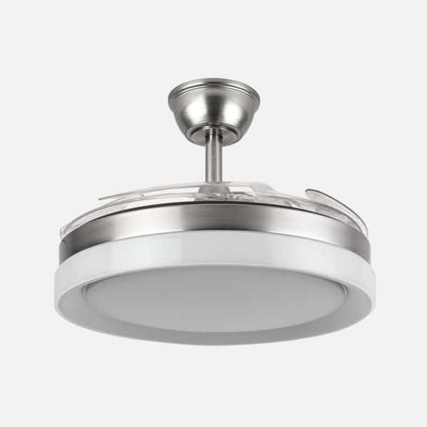 Ventilador Dc Zenit Niquel 59w 4aspas despegables 107d 6980lm 6vel 3000k,4000k,6000k, Remoto+reg.intens.+temporizador+memoria