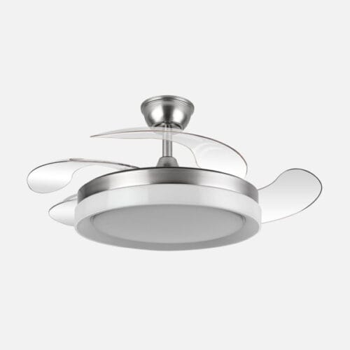 Ventilador Dc Zenit Niquel 59w 4aspas despegables 107d 6980lm 6vel 3000k,4000k,6000k, Remoto+reg.intens.+temporizador+memoria