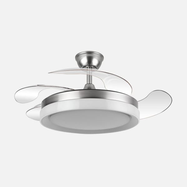 Ventilador Dc Zenit Niquel 59w 4aspas despegables 107d 6980lm 6vel 3000k,4000k,6000k, Remoto+reg.intens.+temporizador+memoria