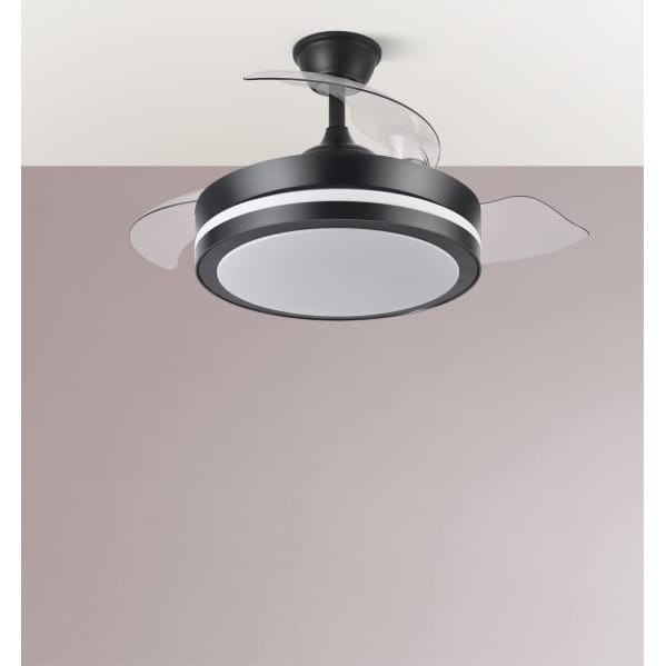 Ventilador Dc Esparta Peque 44w 5182lm Negro 72d 3asp 3000-4000-6000k Remoto+temporizador+memoria