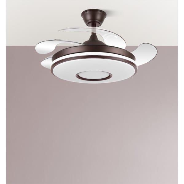 Ventilador Dc Dani 59w 6980lm Marron 4 Aspas desp.106d 3000-4200-6500k Remoto, Reg.intensidad, Memoria Y Temporizador