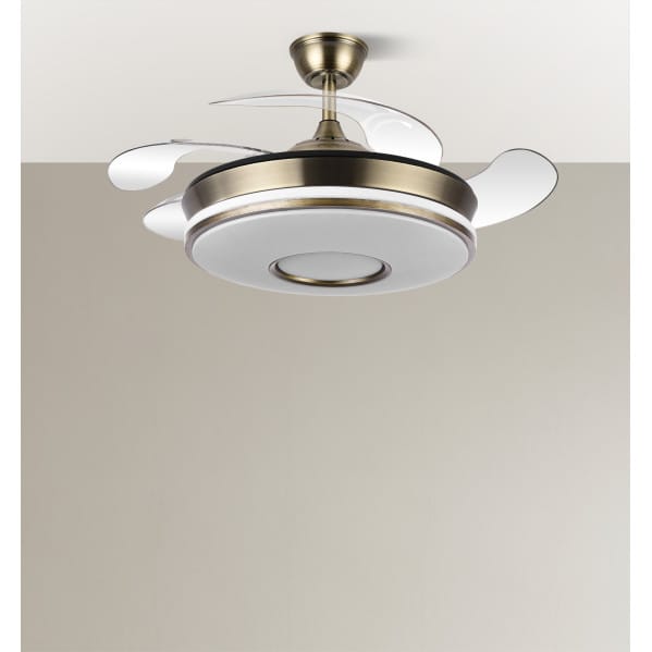 Ventilador Dc Dani 59w 6980lm Cuero 4aspas 6velocidades 91d 3000-4000-6000k Remot+reg.intensidad+memor+temporiz