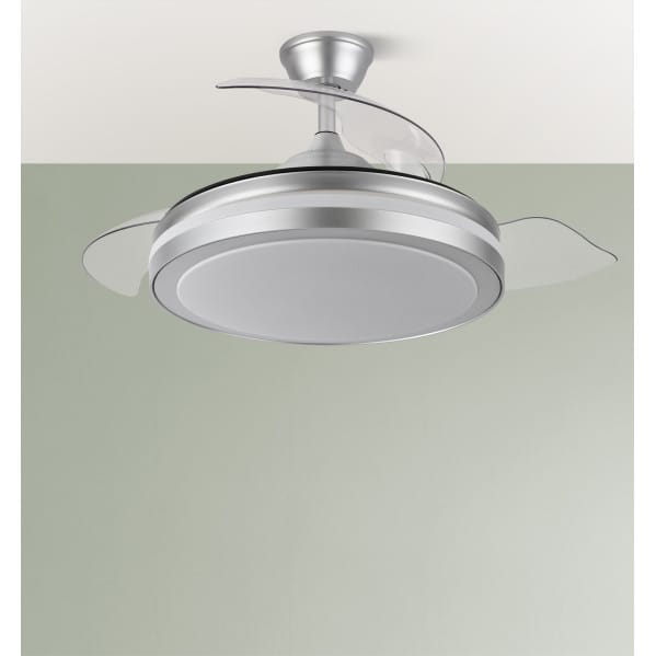 Ventilador Dc Esparta Plus 59w 6980lm Plata 107d 3aspas Desp.3000-4000-6000k Remoto+ Temporizador+ Memoria