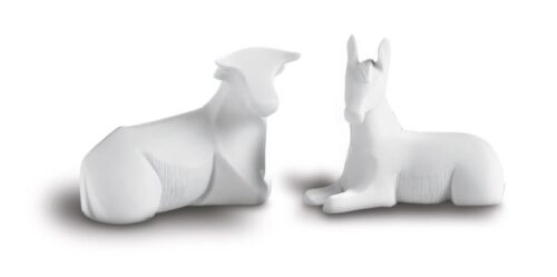Complemento Animales El Portal XL, pieza de belén Nadal ref. 736923XL/02: la mula y el buey en blanco