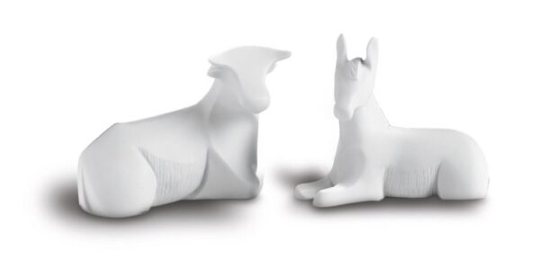 Complemento Animales El Portal XL, pieza de belén Nadal ref. 736923XL/02: la mula y el buey en blanco