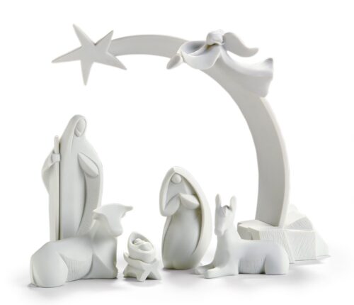 El Portal, pieza de belén Nadal ref. 736923: un misterio de líneas modernas en blanco: la Virgen